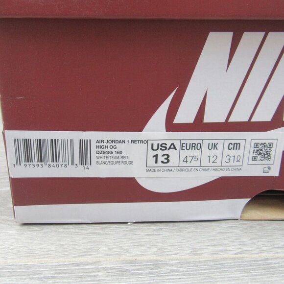 Jordan 1 Retro High OG Artisanal Team Red Sneakers Mens Size 13 NEW - Picture 14 of 16